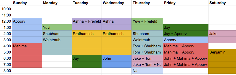 Office hours schedule